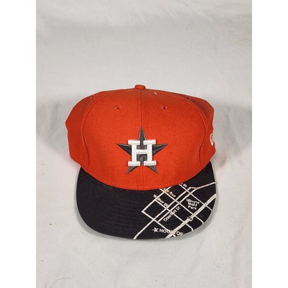 NOS Houston Astros New Era Flex Fit Cap Black & Orange 3d Embroidery sz M/L - Picture 1 of 9
